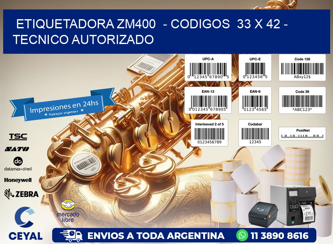 ETIQUETADORA ZM400 - CODIGOS 33 x 42 - TECNICO AUTORIZADO