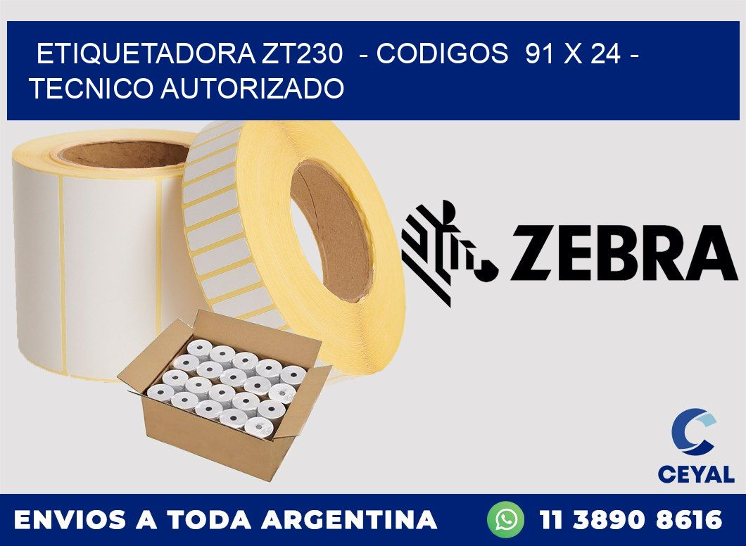 ETIQUETADORA ZT230  - CODIGOS  91 x 24 - TECNICO AUTORIZADO