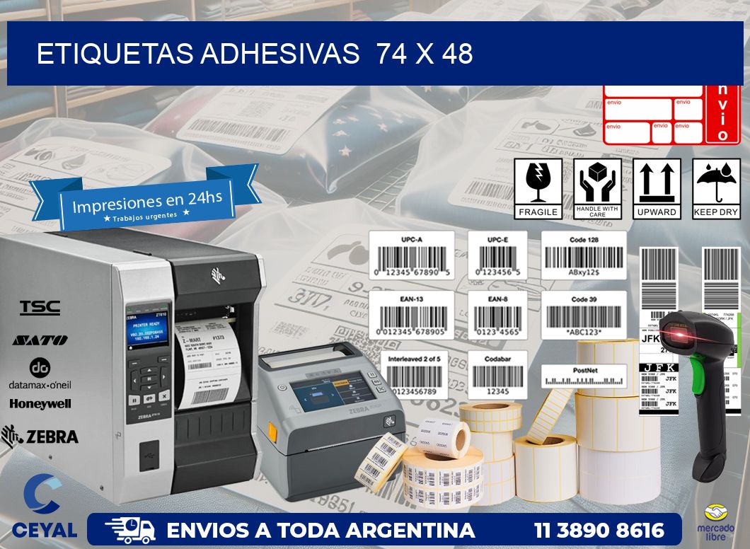 ETIQUETAS ADHESIVAS  74 x 48