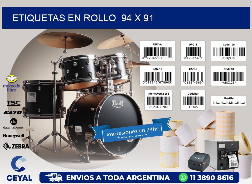ETIQUETAS EN ROLLO 94 x 91
