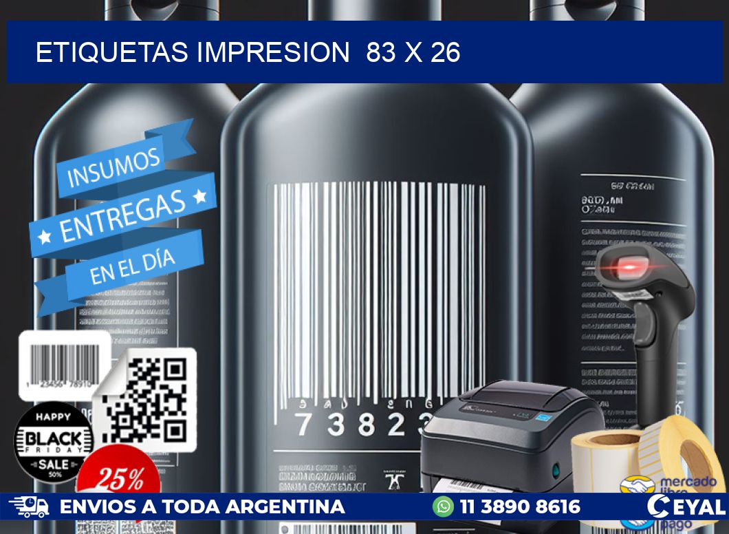 ETIQUETAS IMPRESION 83 x 26