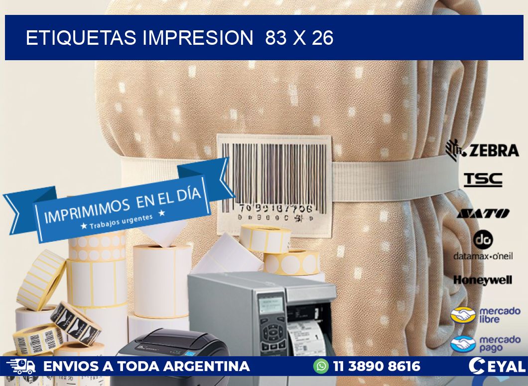 ETIQUETAS IMPRESION 83 x 26
