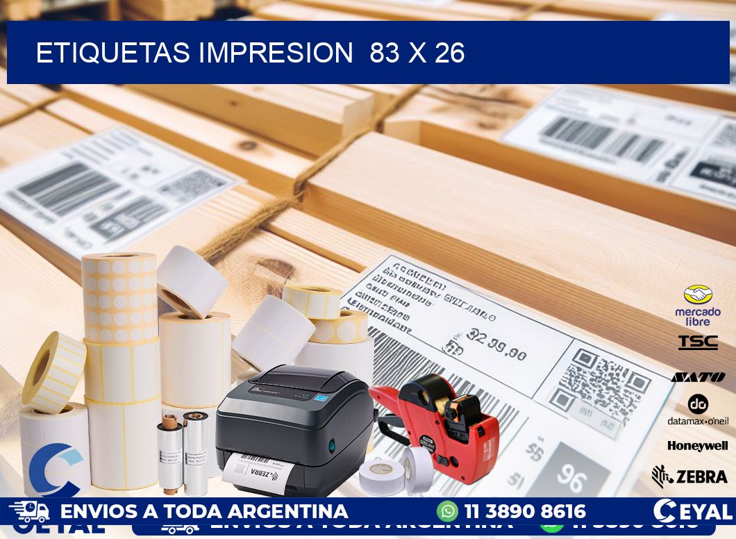 ETIQUETAS IMPRESION 83 x 26
