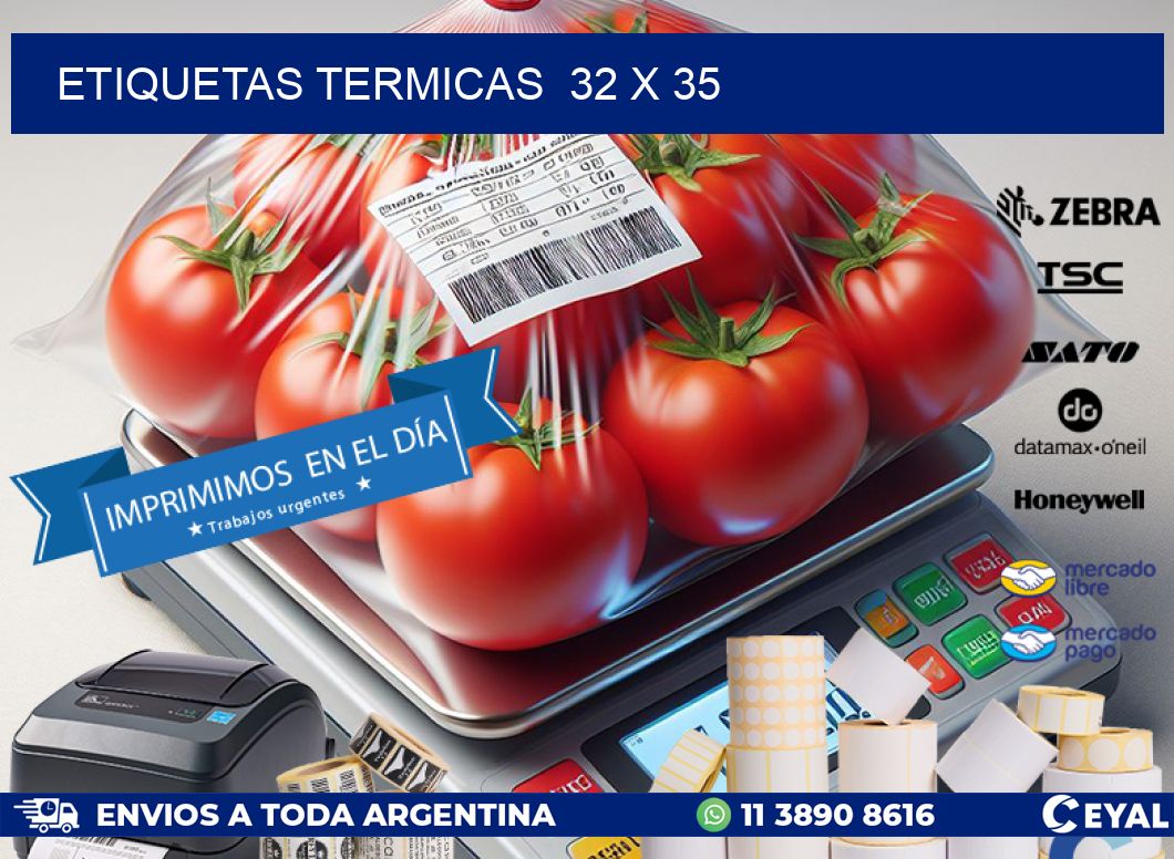 ETIQUETAS TERMICAS  32 x 35