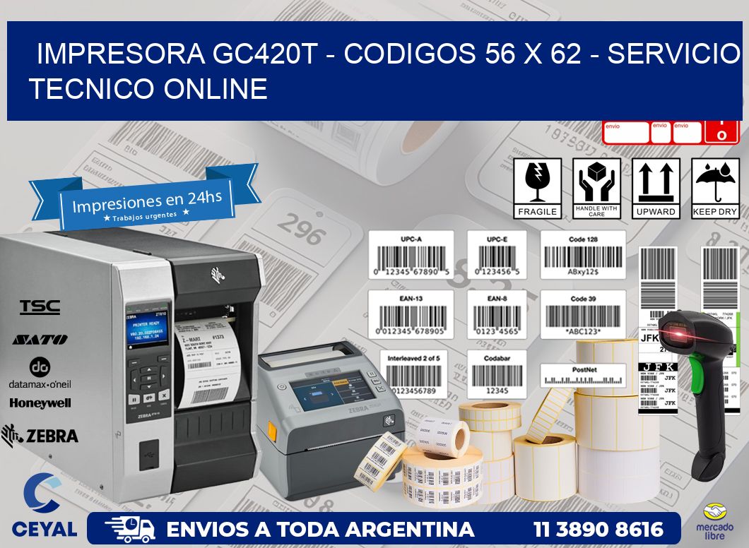 IMPRESORA GC420T - CODIGOS 56 x 62 - SERVICIO TECNICO ONLINE