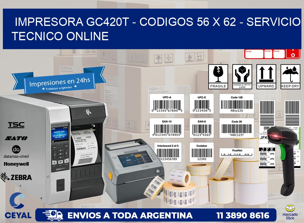IMPRESORA GC420T – CODIGOS 56 x 62 – SERVICIO TECNICO ONLINE