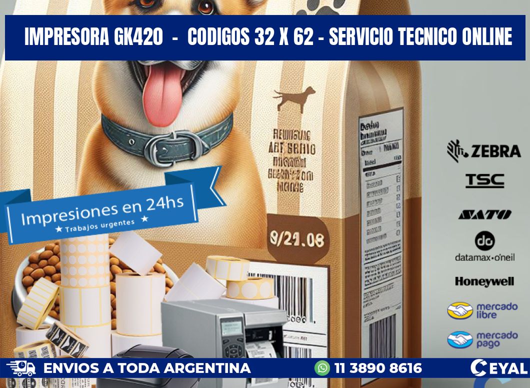 IMPRESORA GK420 - CODIGOS 32 x 62 - SERVICIO TECNICO ONLINE