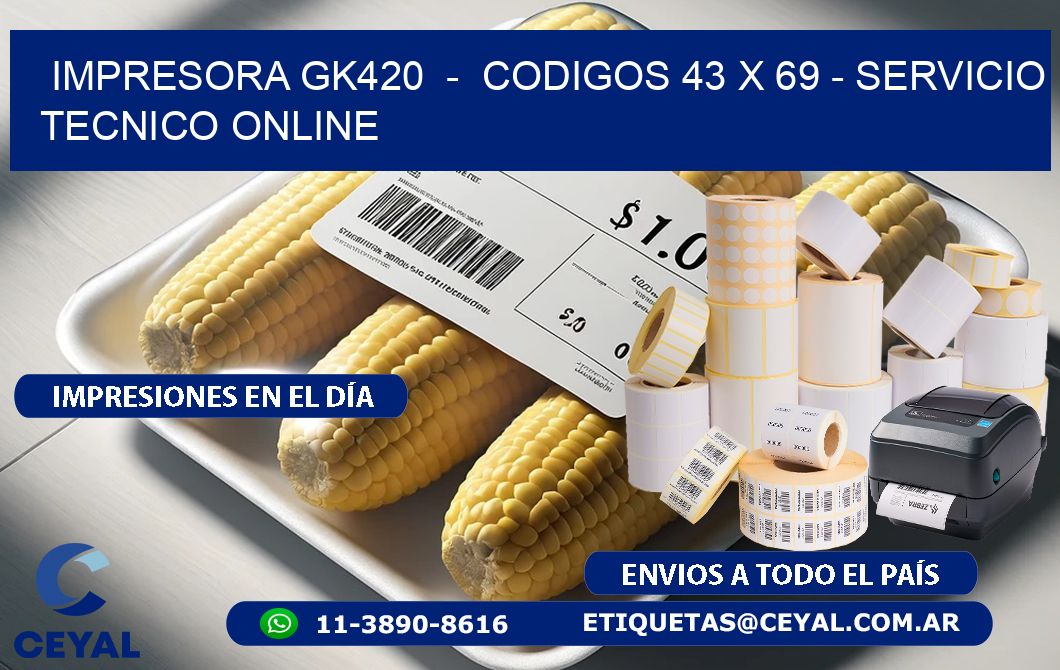 IMPRESORA GK420 - CODIGOS 43 x 69 - SERVICIO TECNICO ONLINE