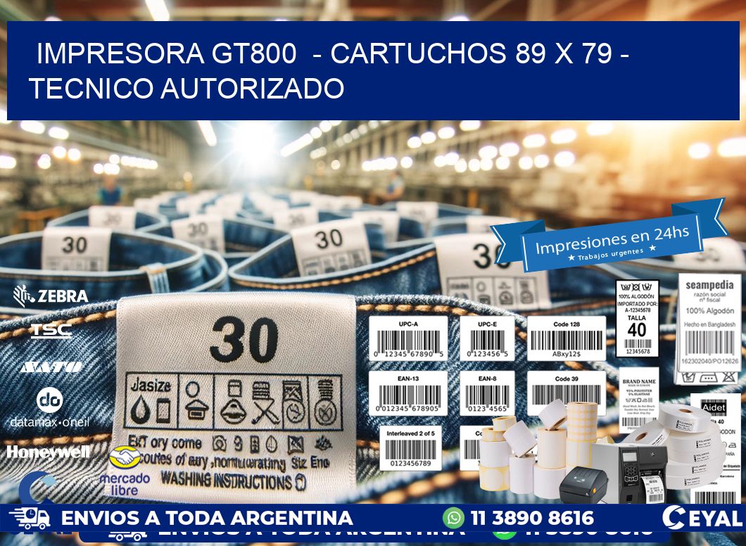 IMPRESORA GT800  - CARTUCHOS 89 x 79 - TECNICO AUTORIZADO