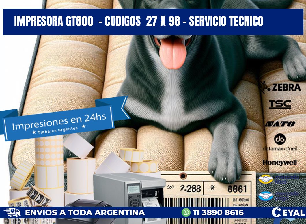 IMPRESORA GT800 - CODIGOS 27 x 98 - SERVICIO TECNICO