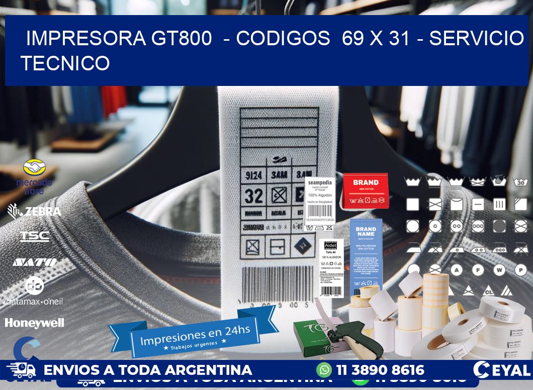 IMPRESORA GT800  - CODIGOS  69 x 31 - SERVICIO TECNICO