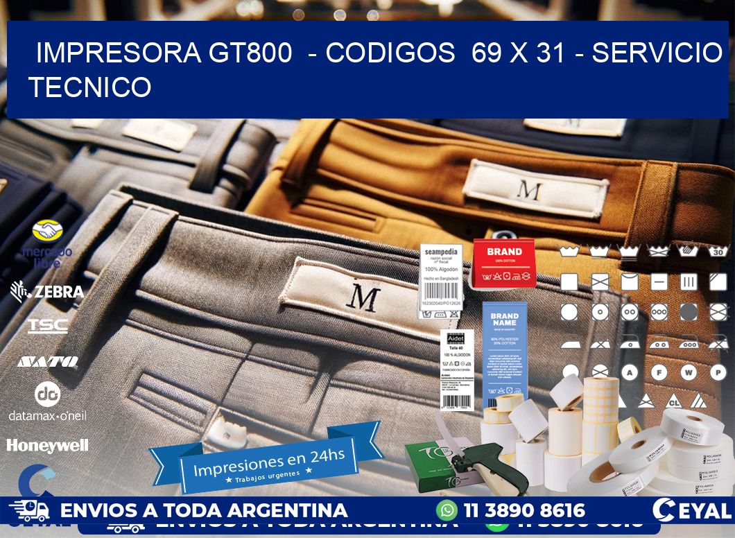 IMPRESORA GT800  - CODIGOS  69 x 31 - SERVICIO TECNICO