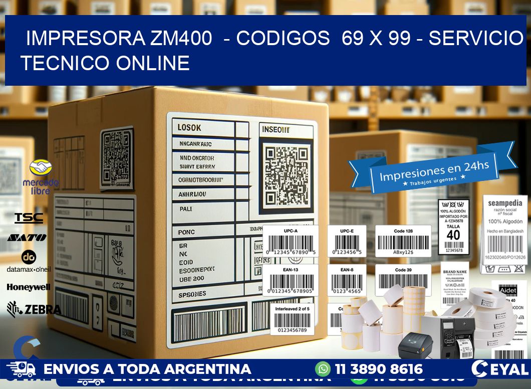 IMPRESORA ZM400 - CODIGOS 69 x 99 - SERVICIO TECNICO ONLINE