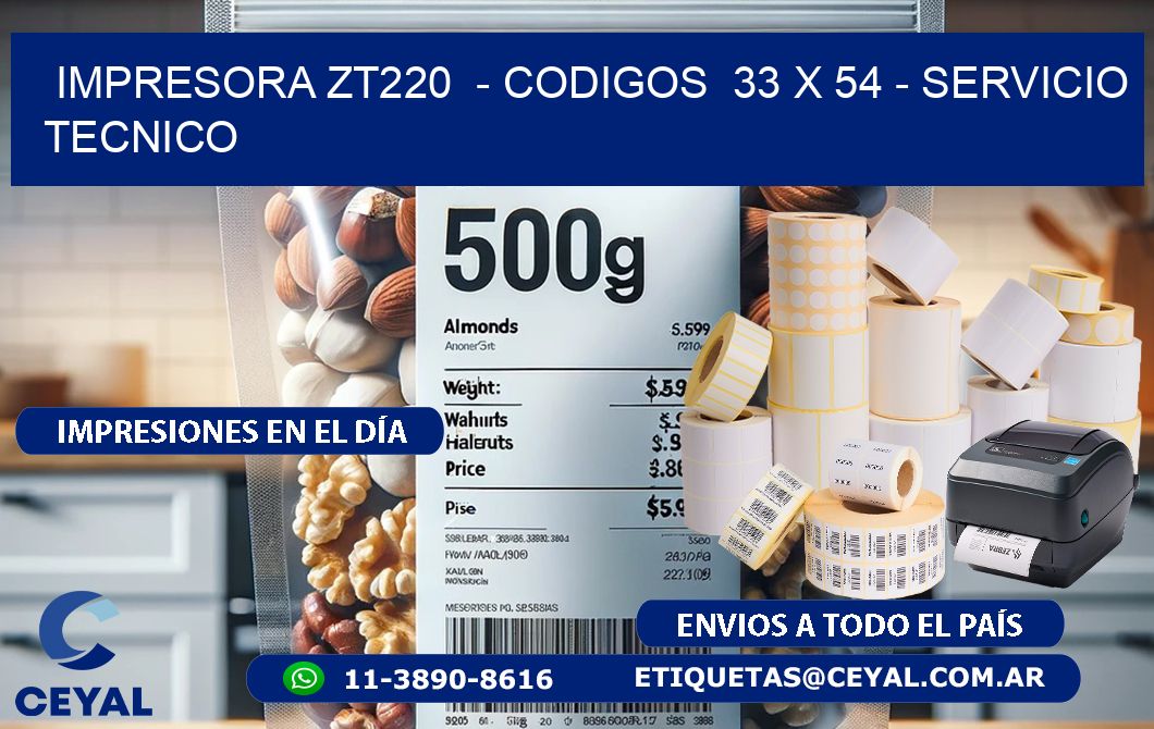 IMPRESORA ZT220  – CODIGOS  33 x 54 – SERVICIO TECNICO