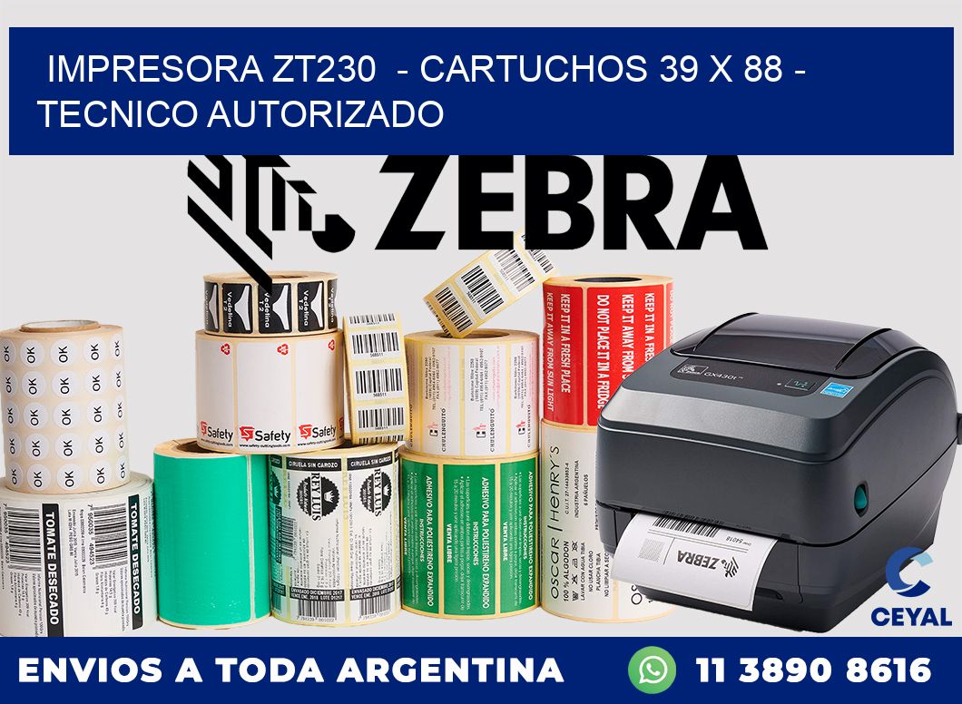 IMPRESORA ZT230 - CARTUCHOS 39 x 88 - TECNICO AUTORIZADO