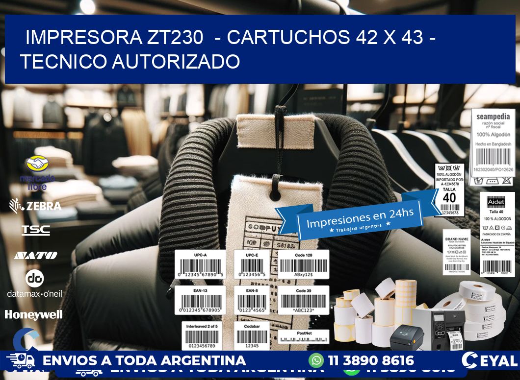 IMPRESORA ZT230 - CARTUCHOS 42 x 43 - TECNICO AUTORIZADO