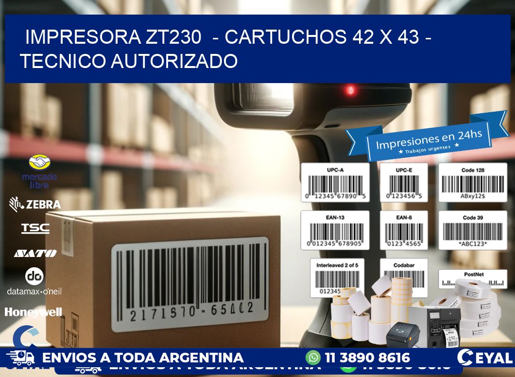 IMPRESORA ZT230  – CARTUCHOS 42 x 43 – TECNICO AUTORIZADO