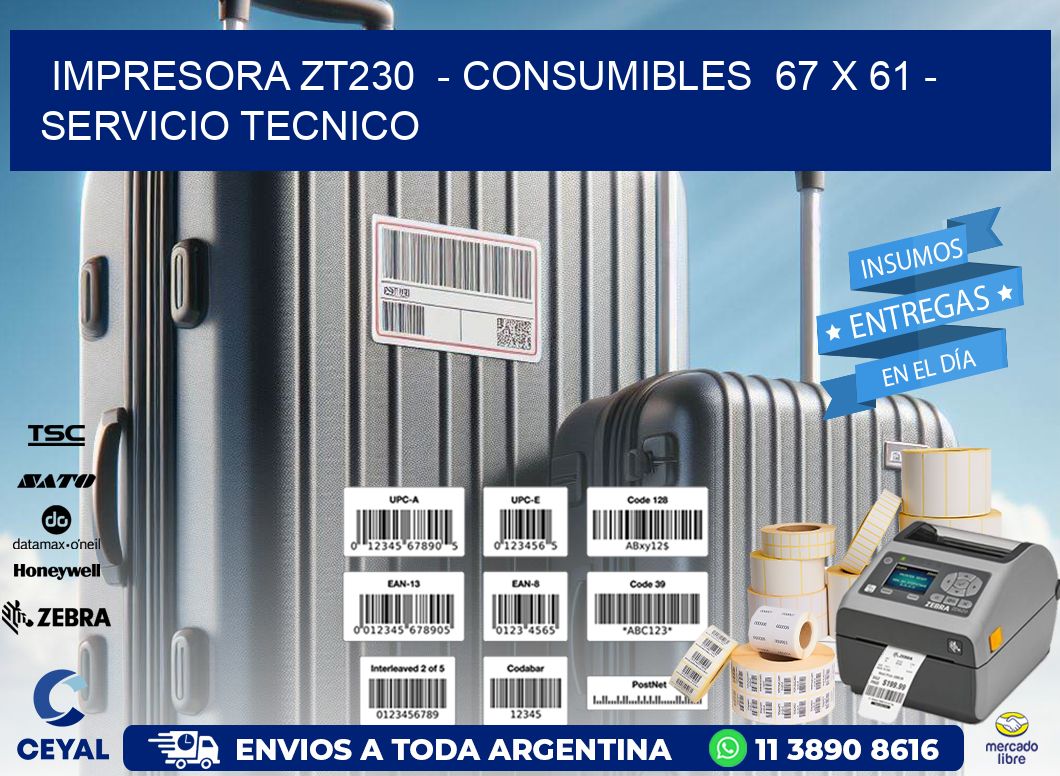 IMPRESORA ZT230  - CONSUMIBLES  67 x 61 - SERVICIO TECNICO