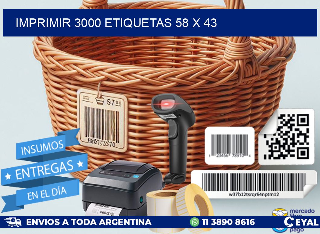 IMPRIMIR 3000 ETIQUETAS 58 x 43