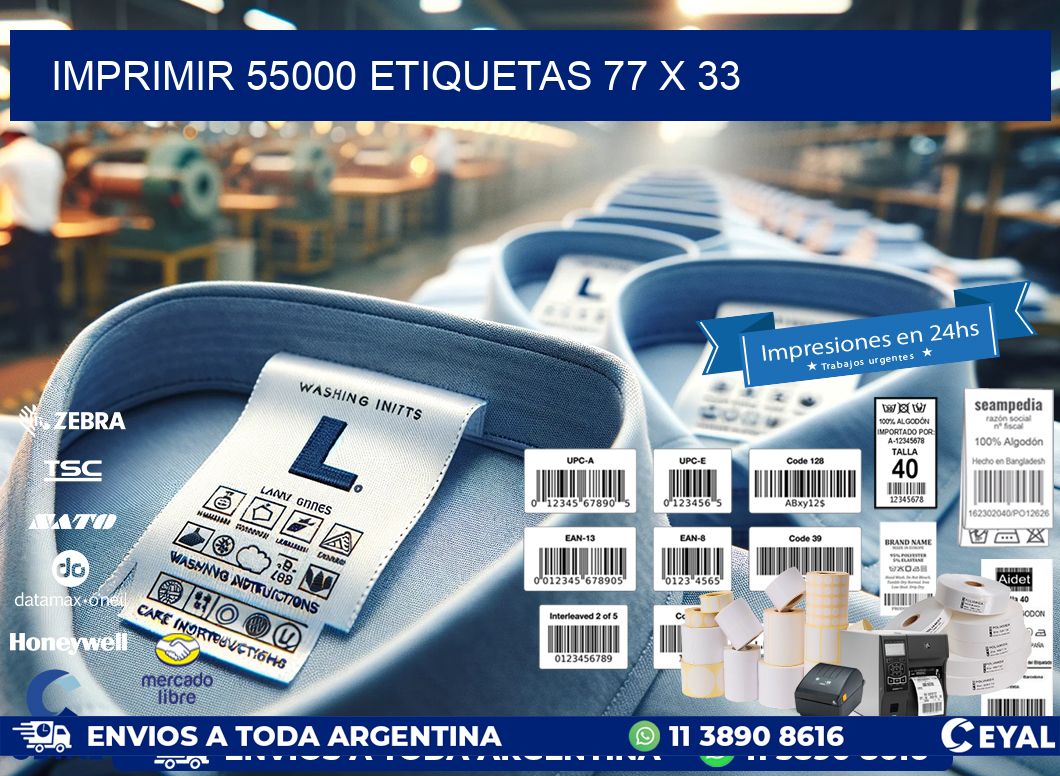 IMPRIMIR 55000 ETIQUETAS 77 x 33