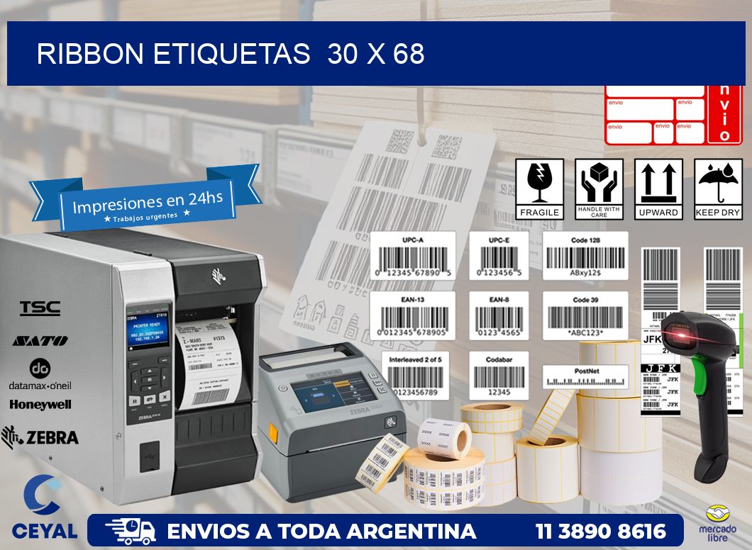 RIBBON ETIQUETAS  30 x 68