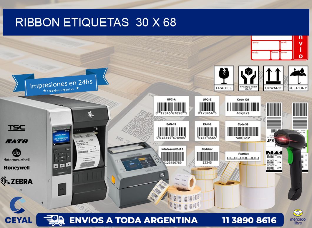 RIBBON ETIQUETAS  30 x 68