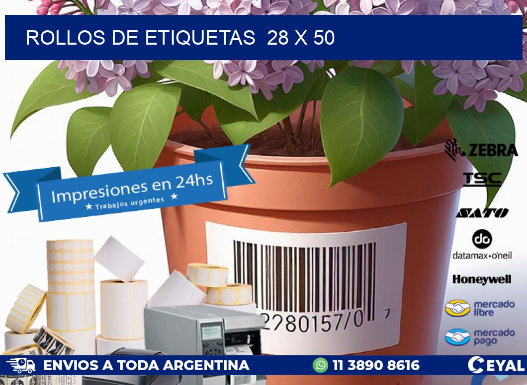 ROLLOS DE ETIQUETAS 28 x 50