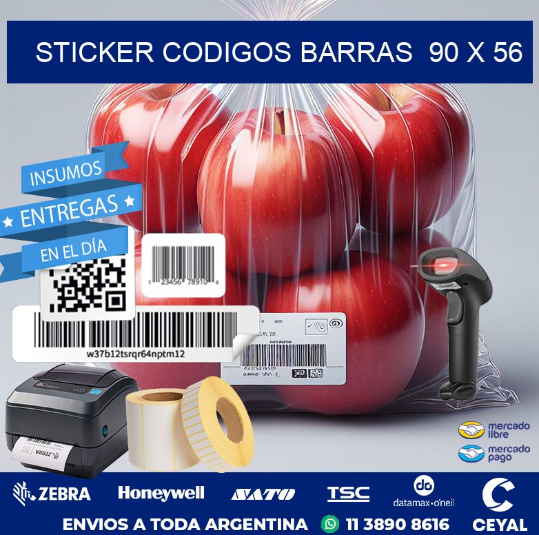 STICKER CODIGOS BARRAS  90 x 56