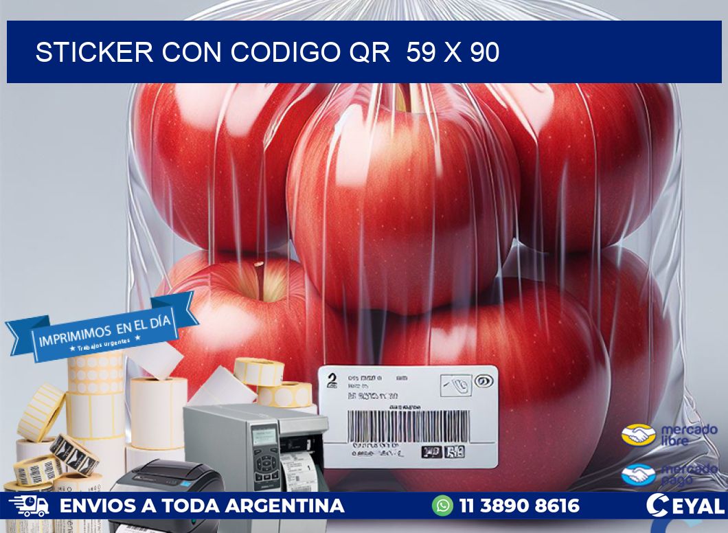STICKER CON CODIGO QR  59 x 90