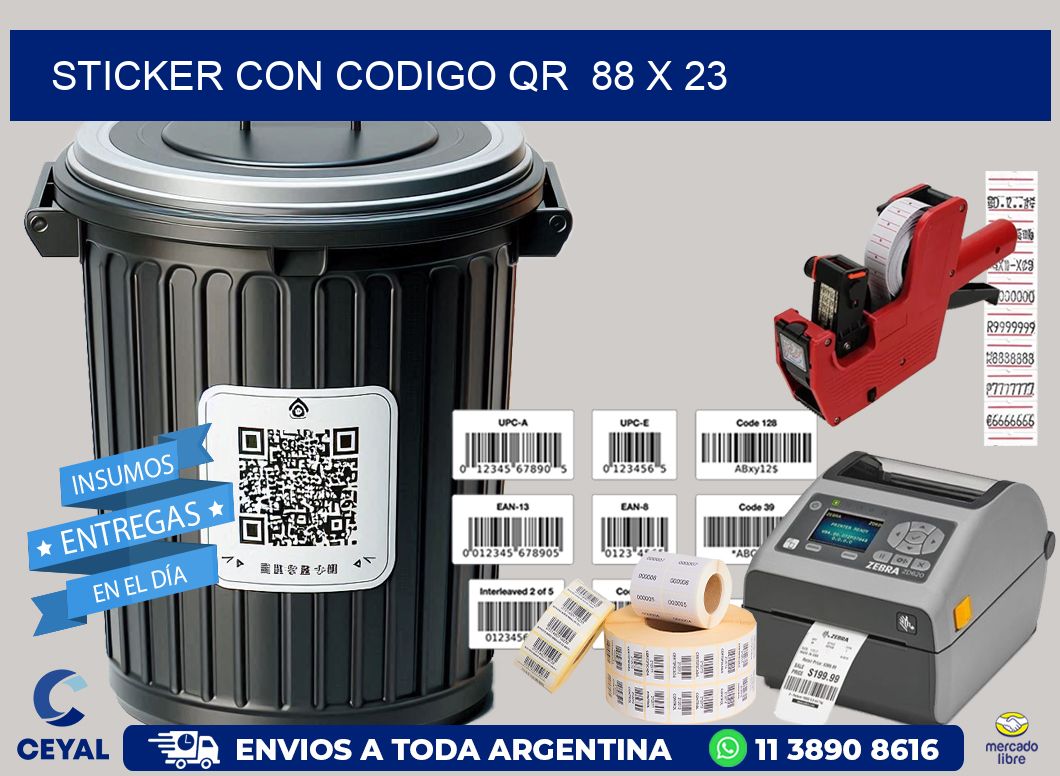STICKER CON CODIGO QR  88 x 23