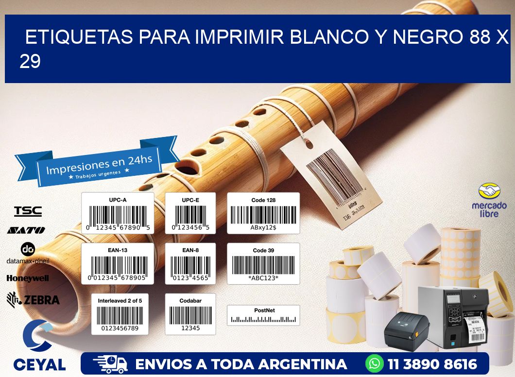 etiquetas para imprimir blanco y negro 88 x 29