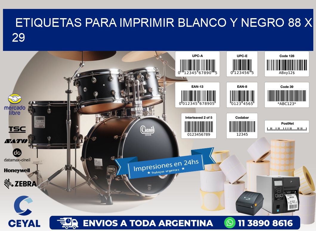 etiquetas para imprimir blanco y negro 88 x 29