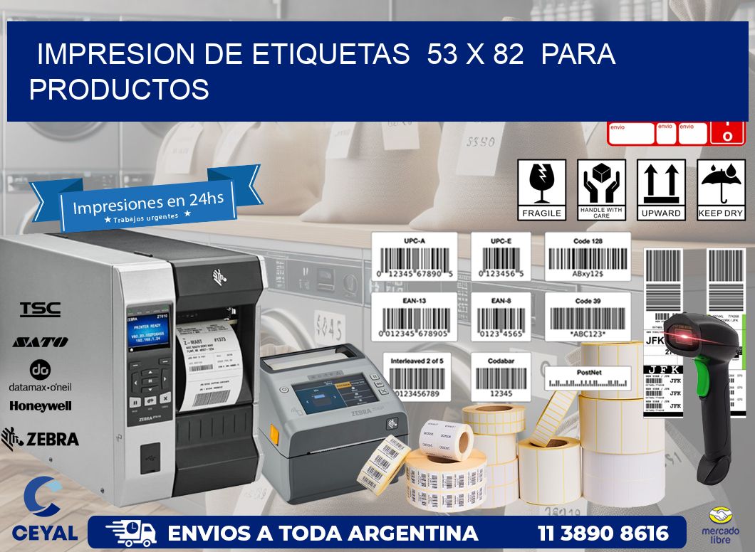 impresion de etiquetas  53 x 82  para productos