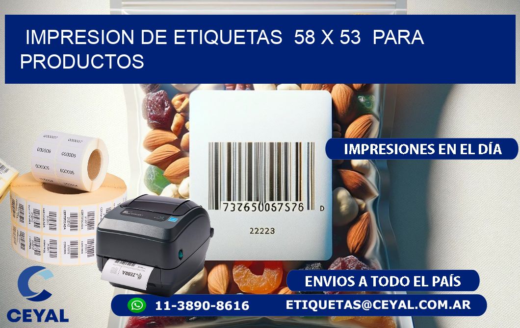 impresion de etiquetas  58 x 53  para productos
