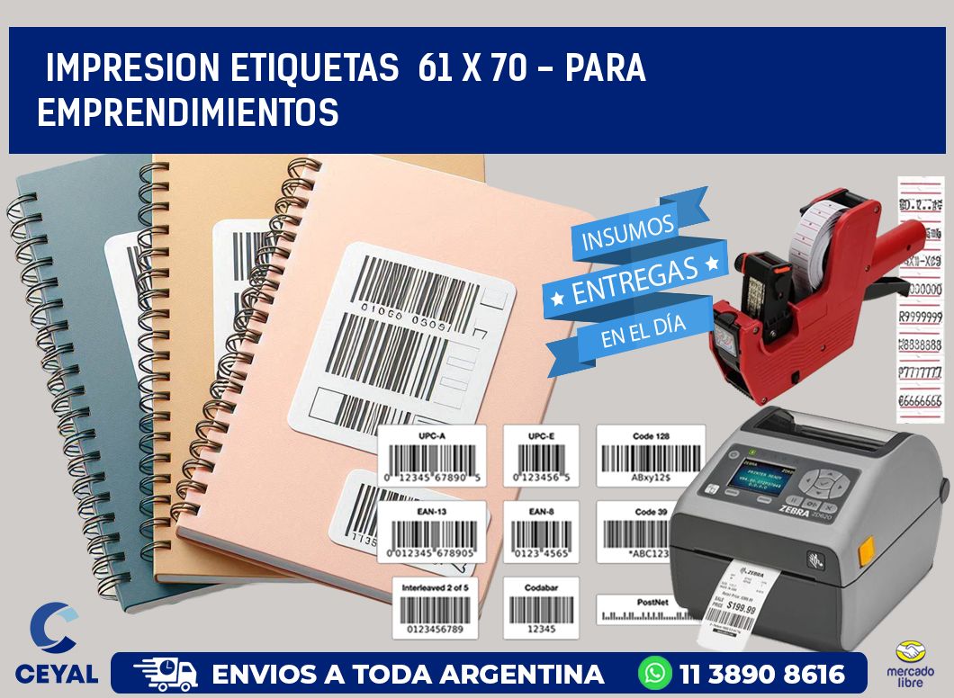 impresion etiquetas  61 x 70 - para emprendimientos