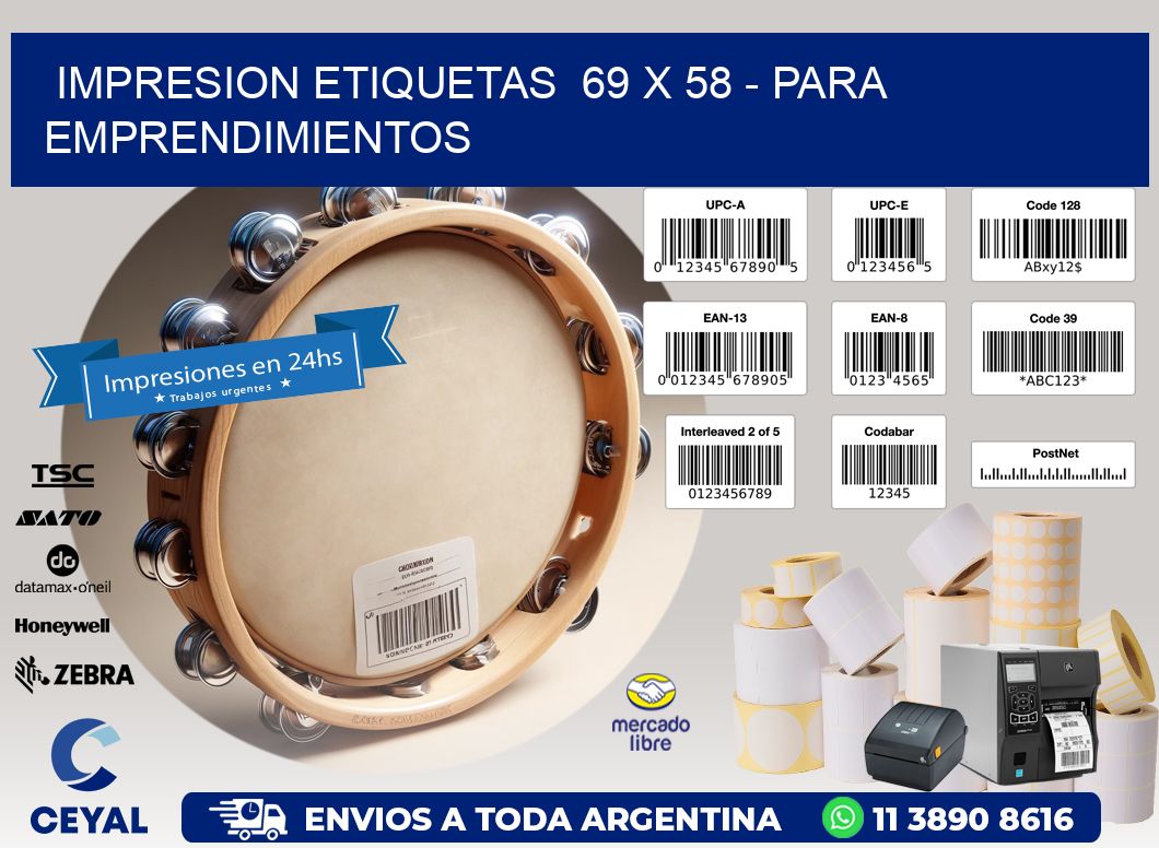 impresion etiquetas  69 x 58 - para emprendimientos