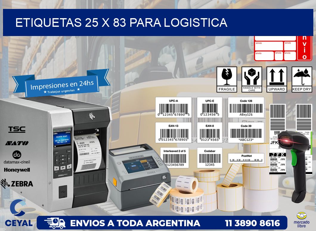 ETIQUETAS 25 x 83 PARA LOGISTICA