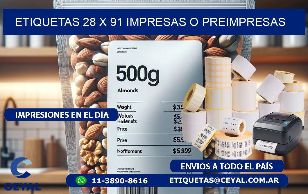 ETIQUETAS 28 x 91 IMPRESAS O PREIMPRESAS
