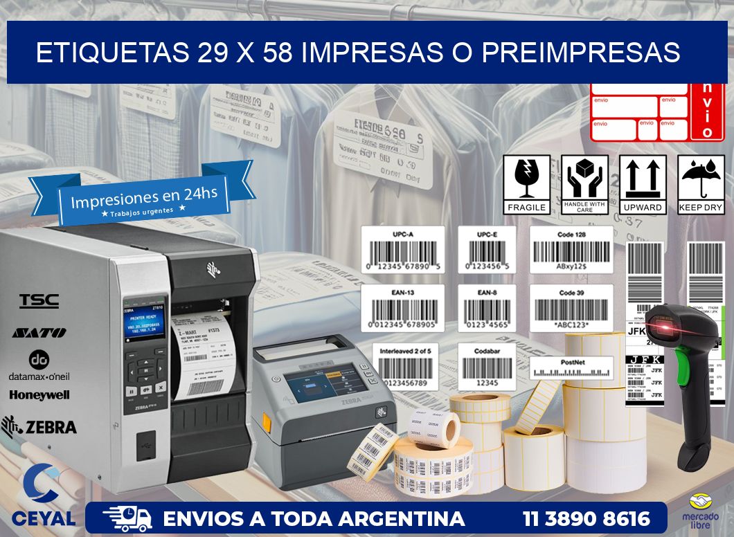 ETIQUETAS 29 x 58 IMPRESAS O PREIMPRESAS