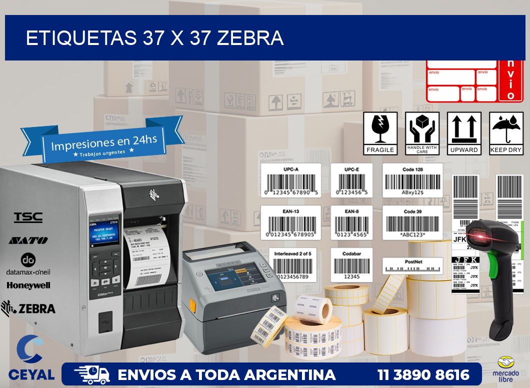 ETIQUETAS 37 x 37 ZEBRA