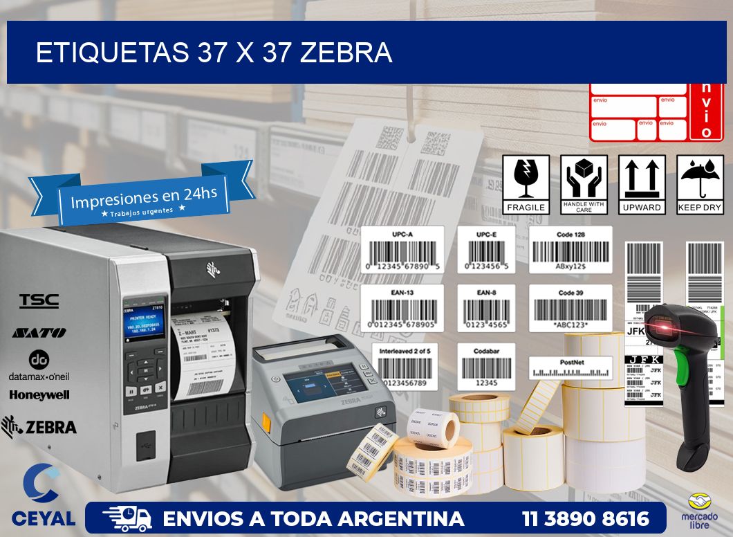 ETIQUETAS 37 x 37 ZEBRA