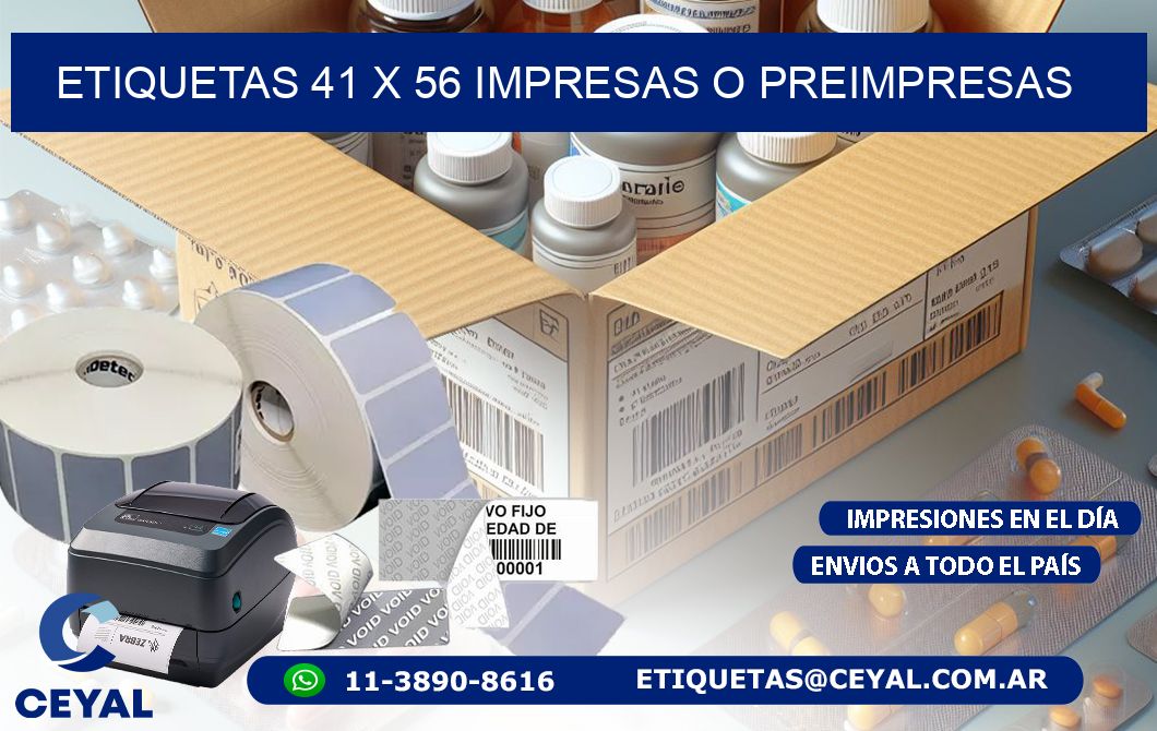 ETIQUETAS 41 x 56 IMPRESAS O PREIMPRESAS