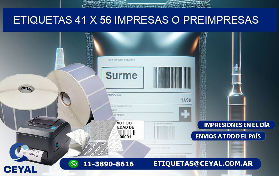 ETIQUETAS 41 x 56 IMPRESAS O PREIMPRESAS