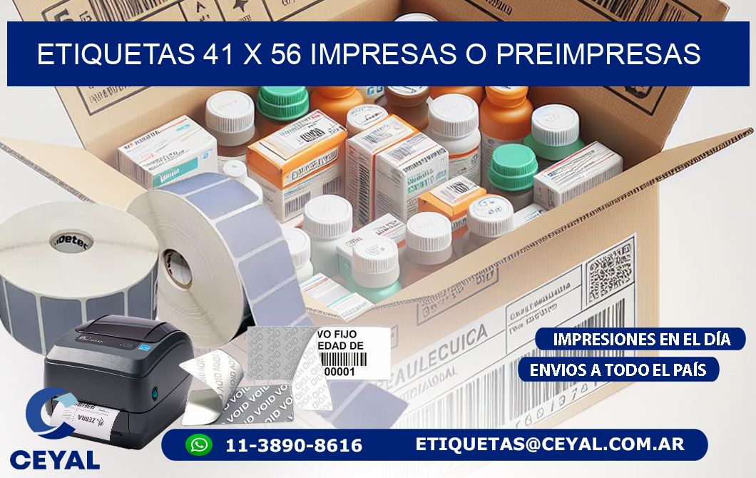 ETIQUETAS 41 x 56 IMPRESAS O PREIMPRESAS
