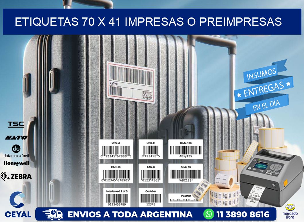 ETIQUETAS 70 x 41 IMPRESAS O PREIMPRESAS
