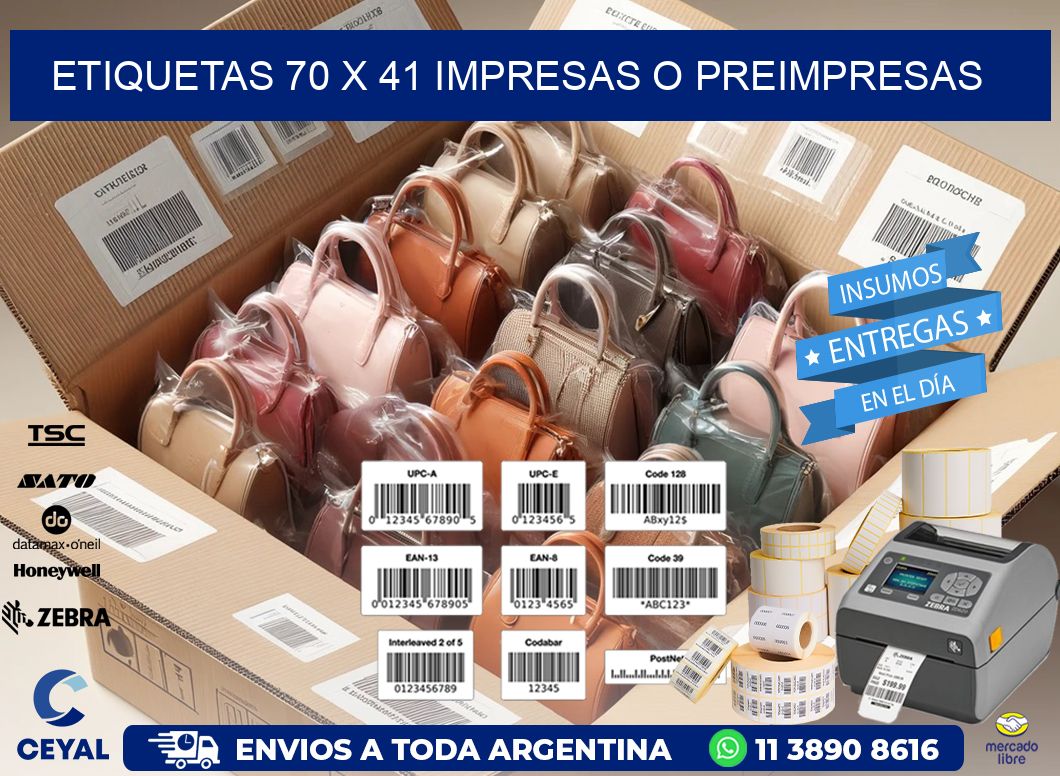ETIQUETAS 70 x 41 IMPRESAS O PREIMPRESAS