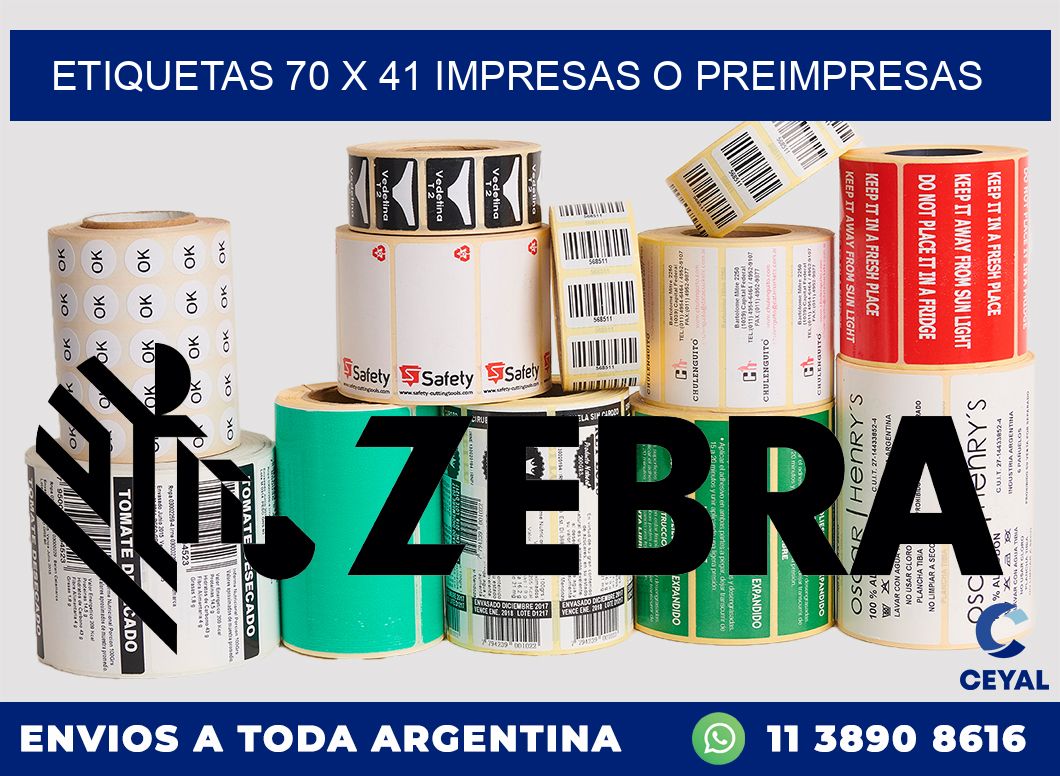 ETIQUETAS 70 x 41 IMPRESAS O PREIMPRESAS
