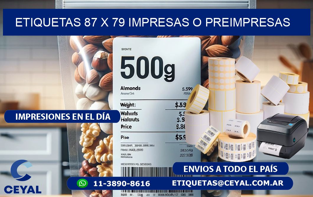 ETIQUETAS 87 x 79 IMPRESAS O PREIMPRESAS