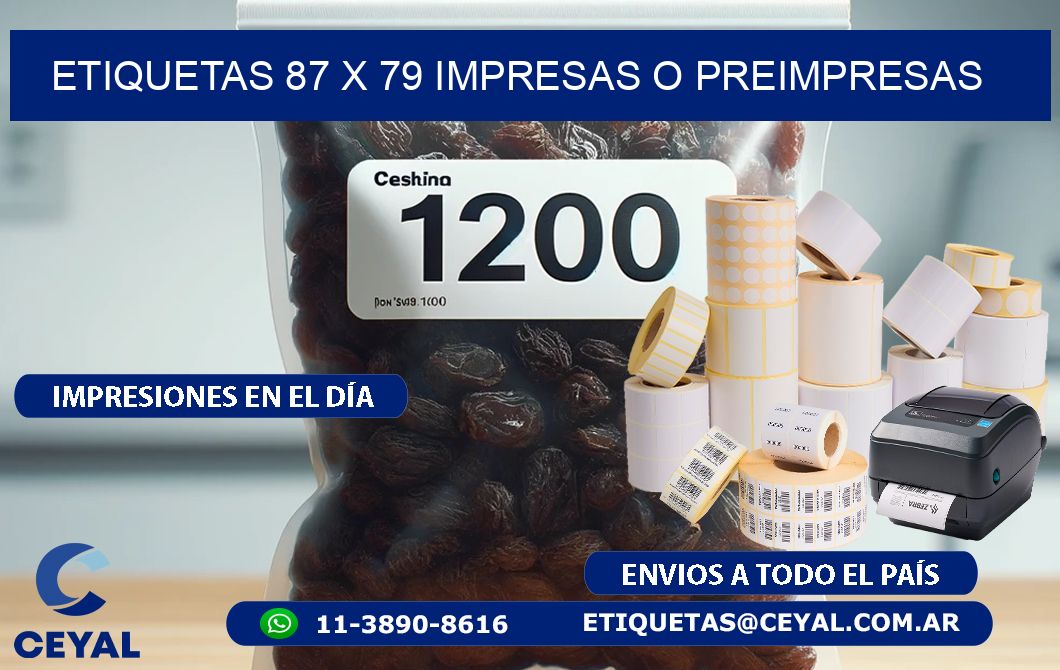 ETIQUETAS 87 x 79 IMPRESAS O PREIMPRESAS