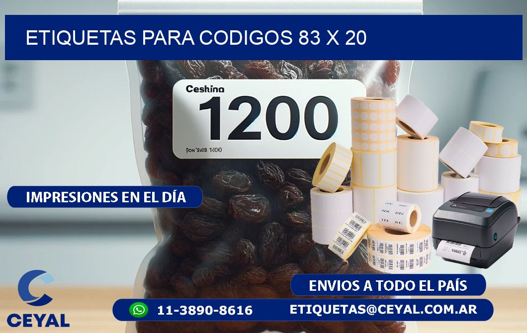 etiquetas para codigos 83 x 20